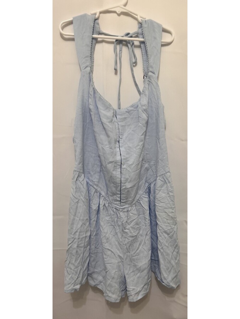Wild Fable Women's XS Light Blue Corset Mini Dress Smocked Back Tie Straps NWT